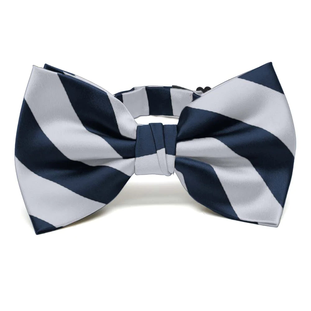 Navy and Grey Striped Bow Tie (Required) 6th - 12th Grade