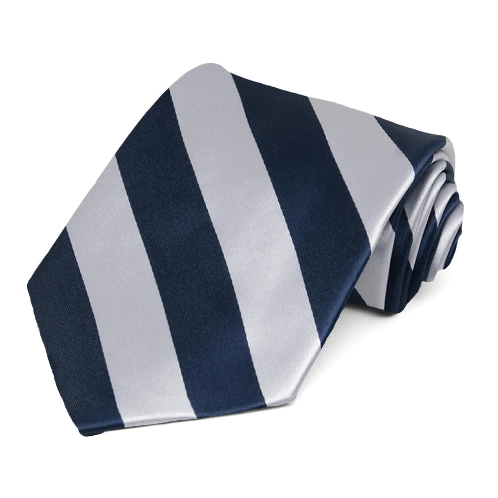 Corbata de rayas azul marino y gris para hombre/niño (obligatoria) 6.º a 12.º grado